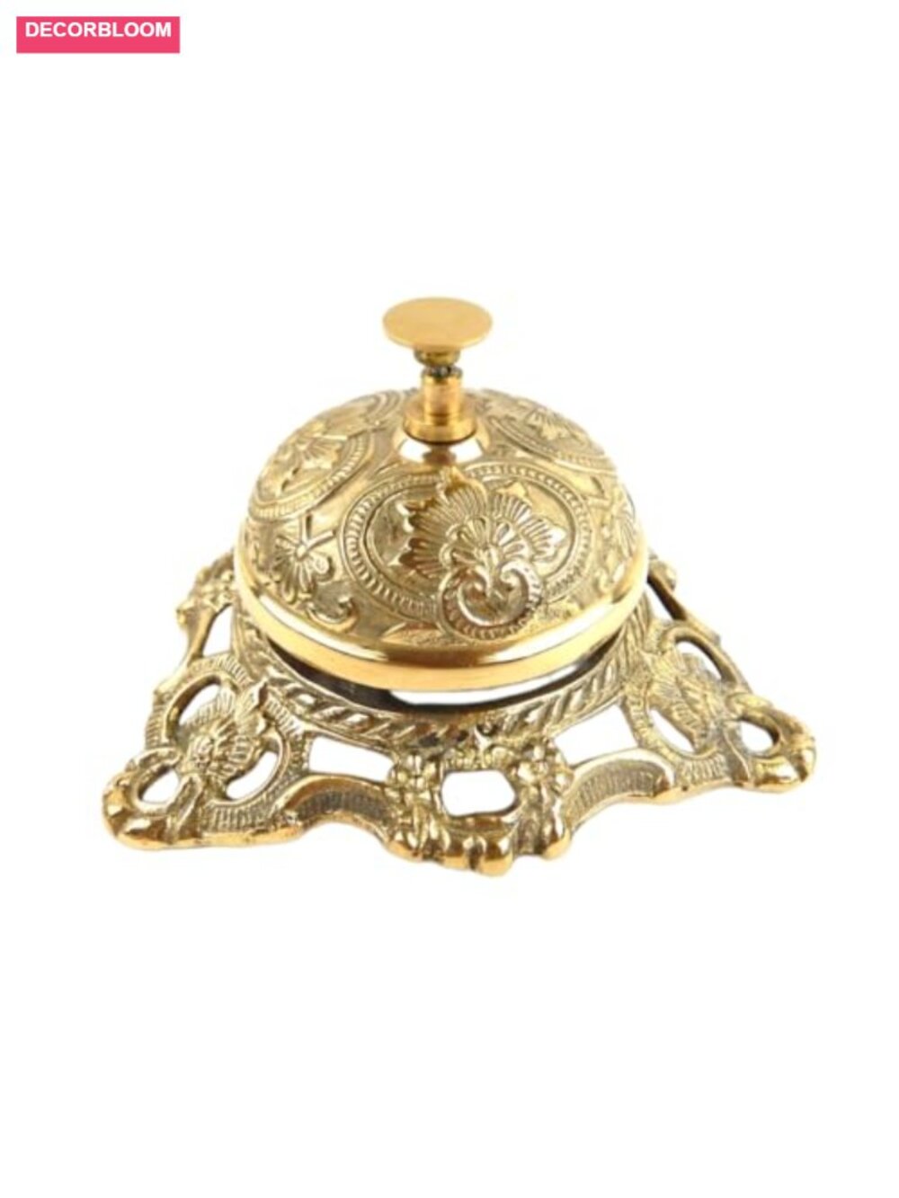 Victorian Solid Brass Service Desk Bell Carved Floral Handmade Decor